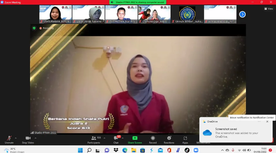 Gambar Berita Berliana Indah, Mahasiswa UM Surabaya Raih Juara 2 di Pilmapres PTMA Tahun 2022